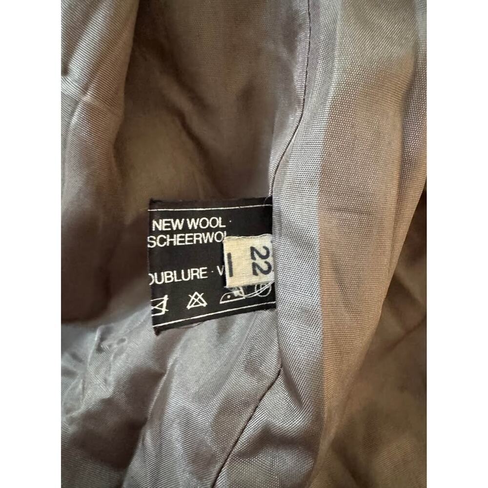 Vintage Women’s Large Green Gray Wool Tweed Trench Utility Coat - Picture 10 of 10